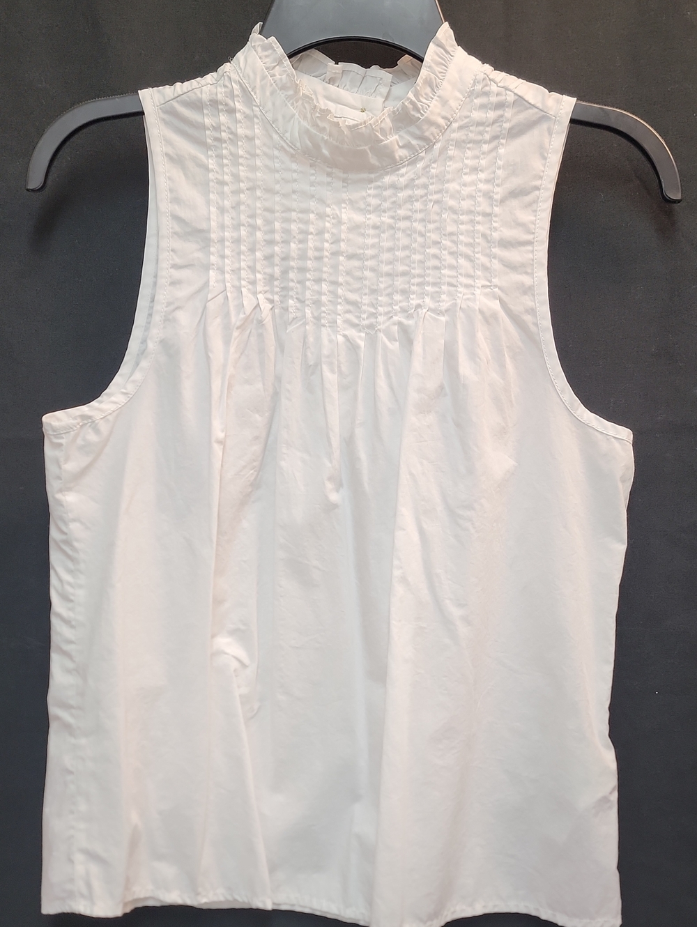 J. Crew White Smocked High-Neck Sleeveless Top